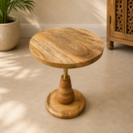 Mango Wood Pedestal Side Table - Image 2