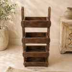 Antique Wooden 4-Tier Kitchen Tray Stand