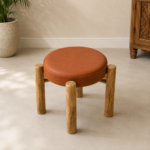Mango Wood Leather Stool