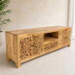 Floral Hand-Carved TV Stand - Image 3