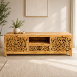 Floral Hand-Carved TV Stand