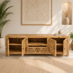 Floral Hand-Carved TV Stand - Image 2