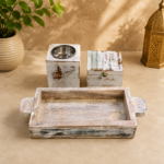 Whitewashed Wooden Serving Tray - Image 2