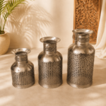 Vintage Silver Cutwork Lantern Set of 3