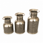 Vintage Silver Cutwork Lantern Set of 3 - Image 2