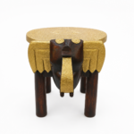 Elephant Wooden Stool with Brass Top - Image 2