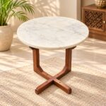 Solid Wood Marble Top Side Table