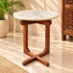 Solid Wood Marble Top Side Table - Image 2
