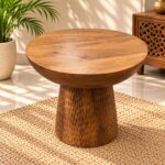 Solid Wood Round Pedestal Side Table