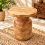 Solid Wood Round Side Table