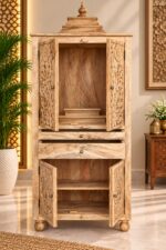 Hand-Carved Floral Doors Temple - Image 2