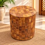 Handcrafted Wooden Mosaic Side Table