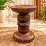 Handcrafted Solid Wood Sculptural Side Table - Image 2