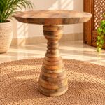 Handcrafted Natural Wood Round Side Table - Image 2