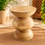Sculptural Solid Wood Side Table