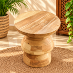Sculptural Solid Wood Side Table - Image 2