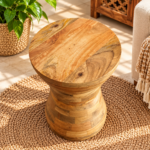 Rustic Wooden Side Table – Natural Wood Finish - Image 2