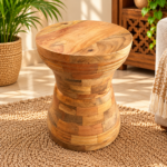 Rustic Wooden Side Table – Natural Wood Finish