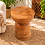 Rustic Wooden Side Table – Natural Brown Finish - Image 2