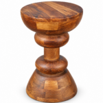 Sculptural Wooden Side Table – Rich Brown Finish