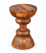 Sculptural Wooden Side Table – Rich Brown Finish