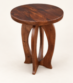 Sculptural Wooden Side Table – Dark Brown Finish - Image 2