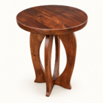 Sculptural Wooden Side Table – Dark Brown Finish