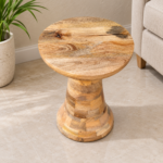 Handcrafted Mango Wood Side Table – Natural Finish - Image 2