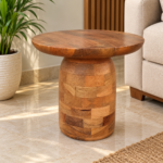 Round Wooden Pedestal Side Table - Image 2