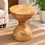 Natural Wood Sculptural Side Table