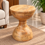 Natural Wood Sculptural Side Table - Image 2
