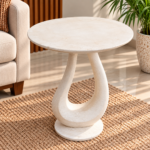 Sculptural Ivory White Side Table