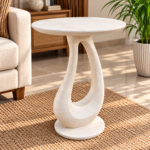 Sculptural Ivory White Side Table - Image 2