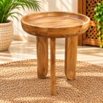 Handcrafted Solid Wood Tray Top Side Table - Image 2