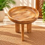 Handcrafted Solid Wood Tray Top Side Table